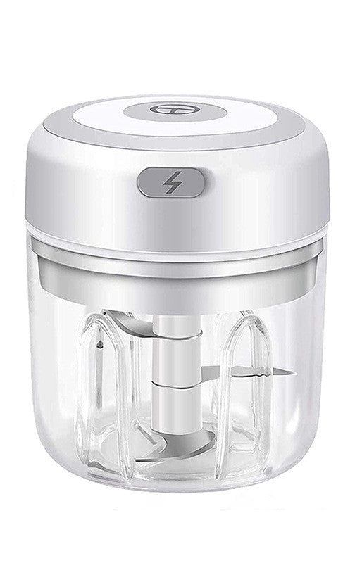 Vitlöksmixer 2,5 dl, vit. Laddas med USB-kabel.
