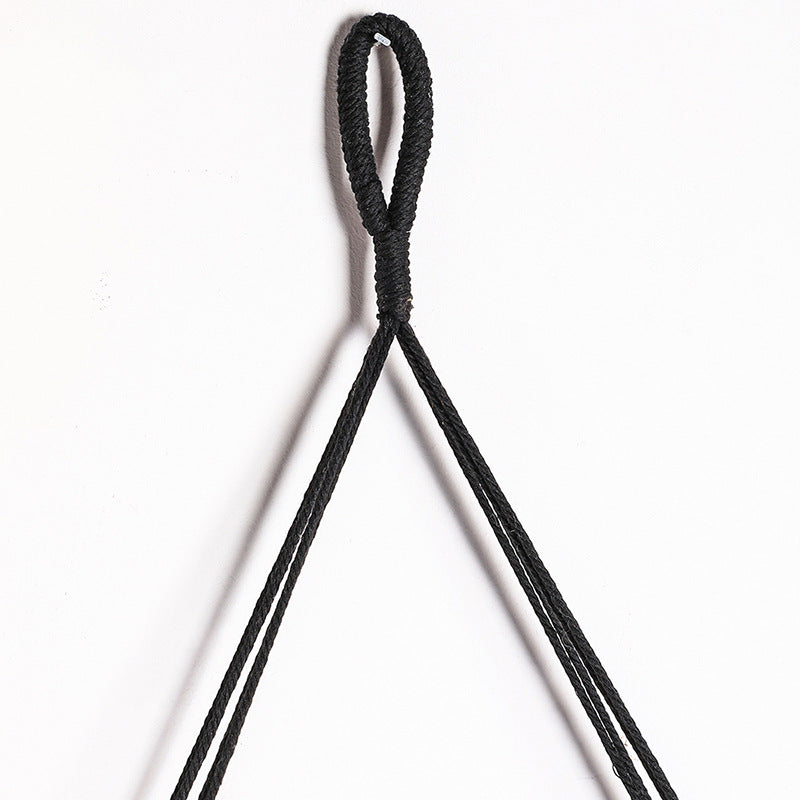 Vägghängd Mörk Trähylla med Bomullsrep